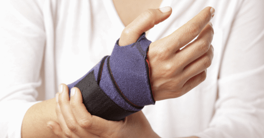 Woman wearing wrist brace
