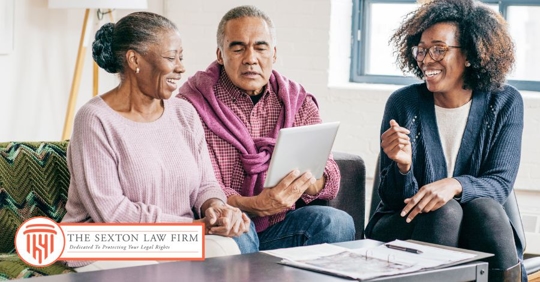 family talking to a lawyer