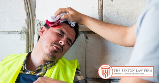 injured worker with a head wound